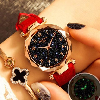 Montre-bracelet tendance pour femme avec étoile galaxie colorée