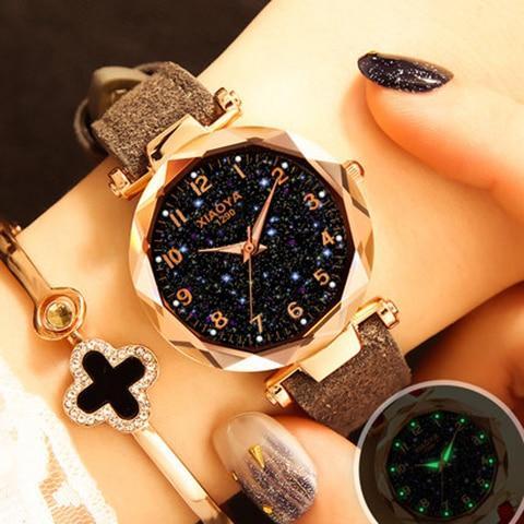 Montre-bracelet tendance pour femme avec étoile galaxie colorée