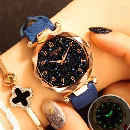 Montre-bracelet tendance pour femme avec étoile galaxie colorée