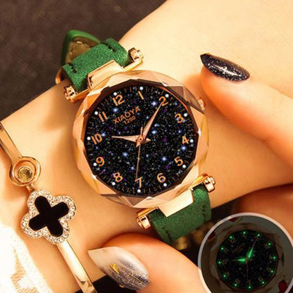 Montre-bracelet tendance pour femme avec étoile galaxie colorée