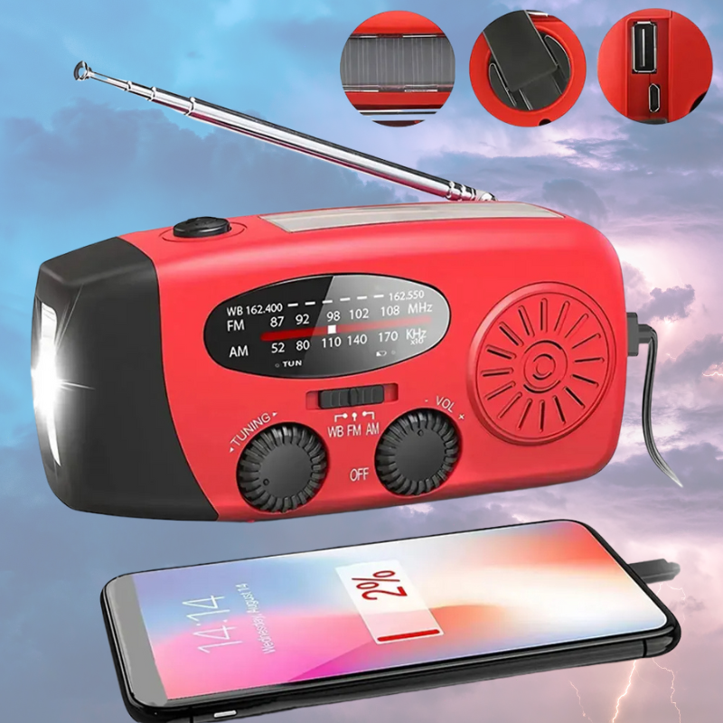 Portable Hand Crank Radio with Power Bank and Flashlight - Halri
