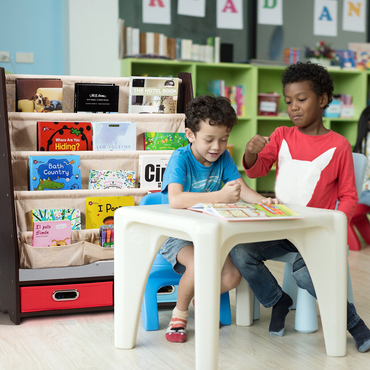 Childrens Storage Bookcase Toy Shelf Unit