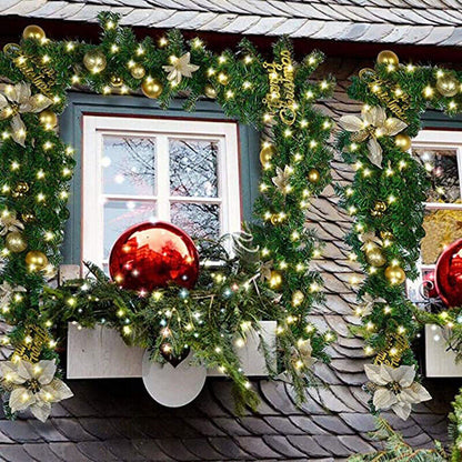 Deluxe LED Outdoor Stair Christmas Garland 9 Feet Long