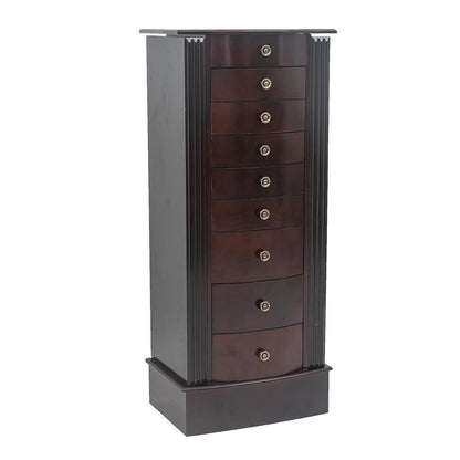 Tall Wooden Mirror Jewelry Storage Cabinet Organizer
