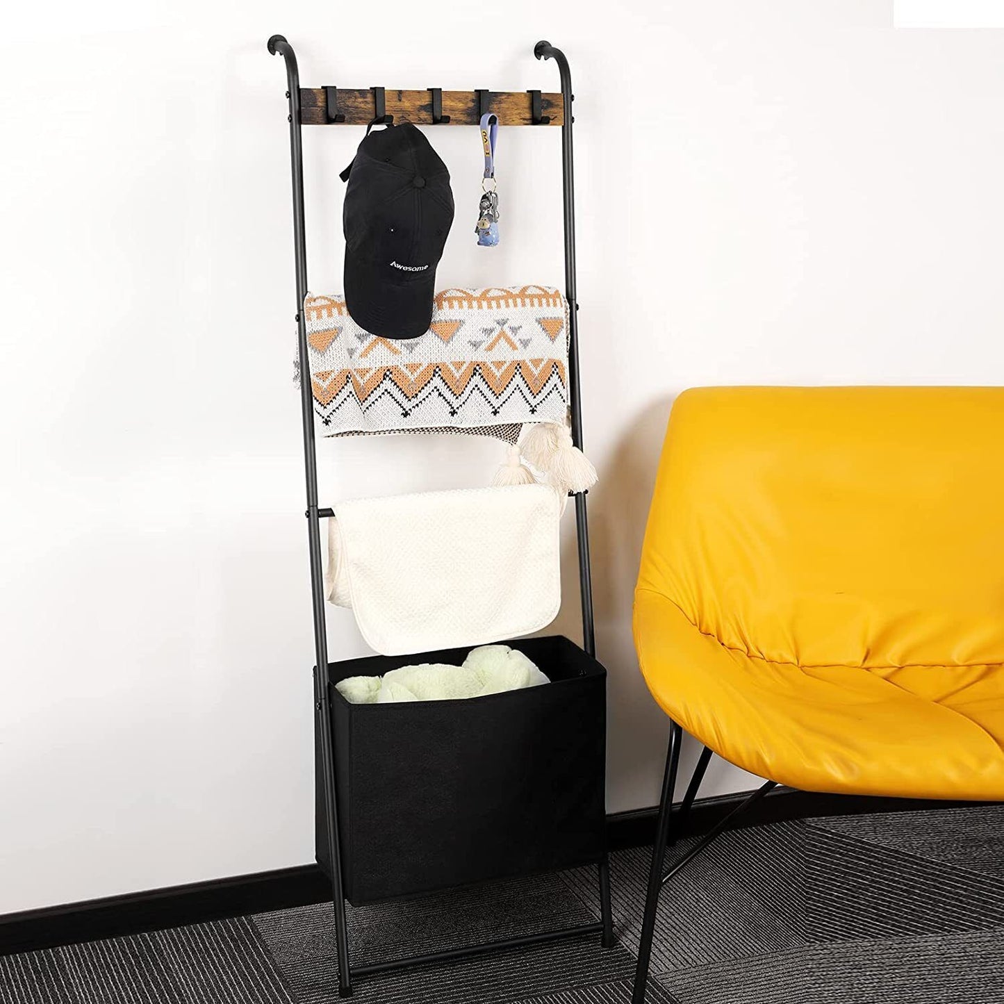 Space Saving Folding Blanket Ladder Storage Rack