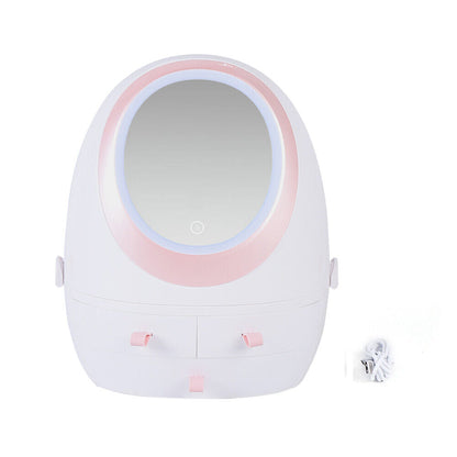 Travel Compact LED Makeup Mirror Organizer Case