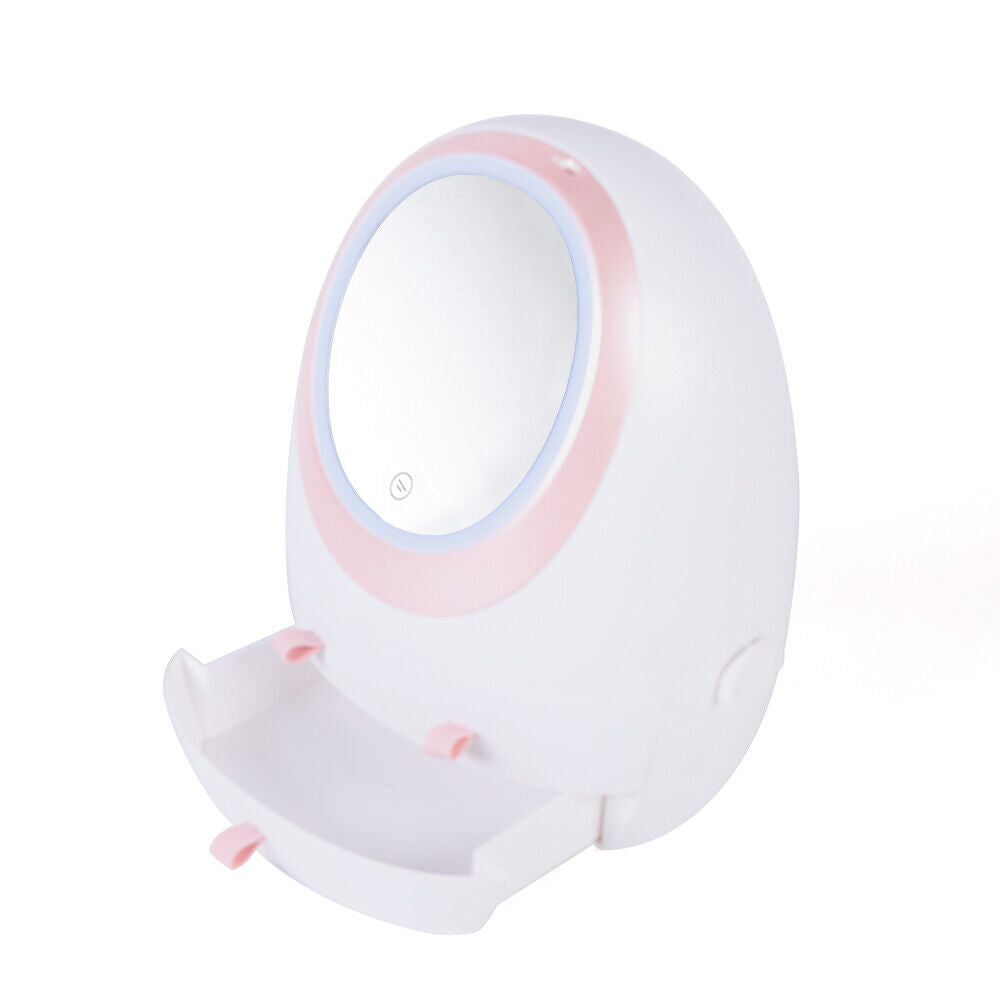 Travel Compact LED Makeup Mirror Organizer Case