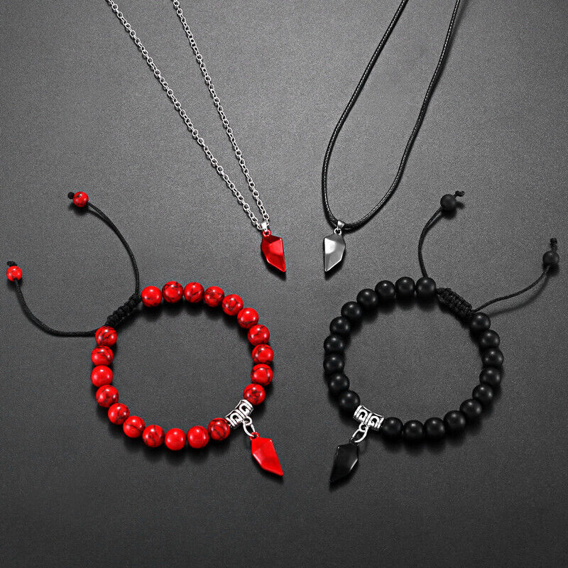 Romantic Heart Shaped Lovers Necklace And Bracelet Set