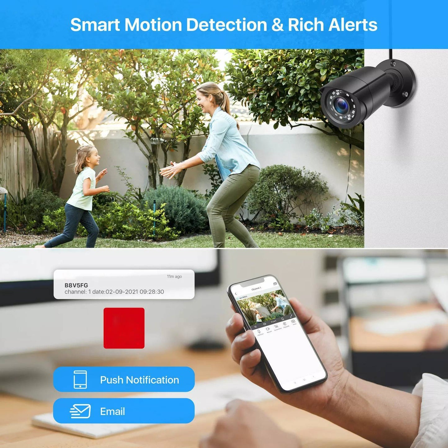 Wireless Home Surveillance Camera System with Night Vision