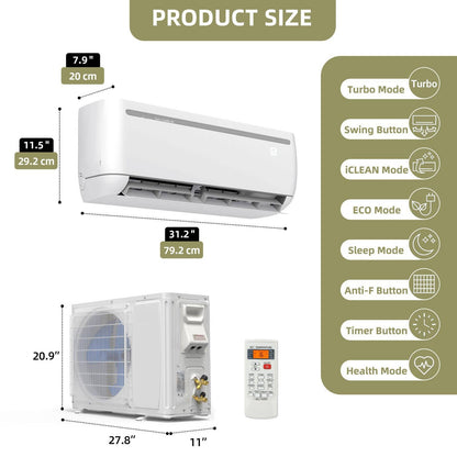 Compact Wifi Ductless Air Conditioner Heating System