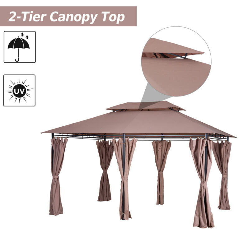 Large 2 Tier Metal Gazebo Patio Party Tent Shade
