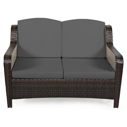 Comfortable 5 Piece Outdoor Wicker Sofa Set with Cushions