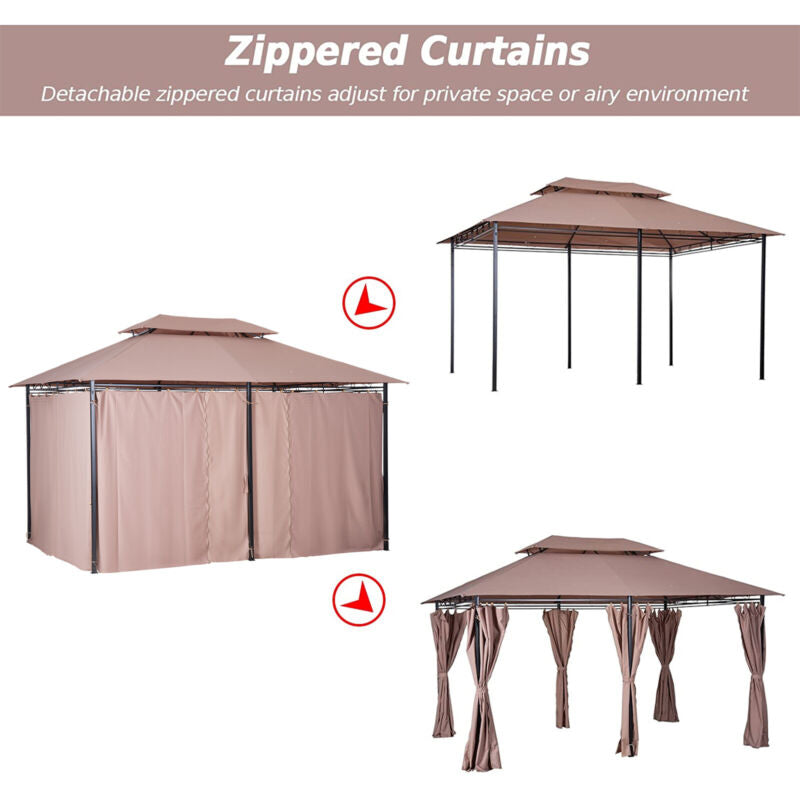Large 2 Tier Metal Gazebo Patio Party Tent Shade