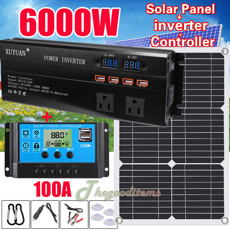 Complete 6000W Home Solar Power System 110V Grid Tie Kit