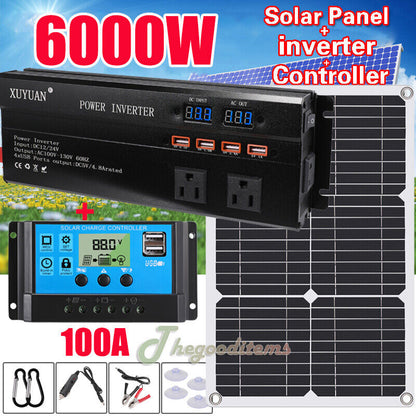 Complete 6000W Home Solar Power System 110V Grid Tie Kit
