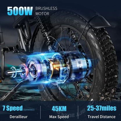 Powerful 1000W Electric Mountain Bike 20 Fat Tire Ebike