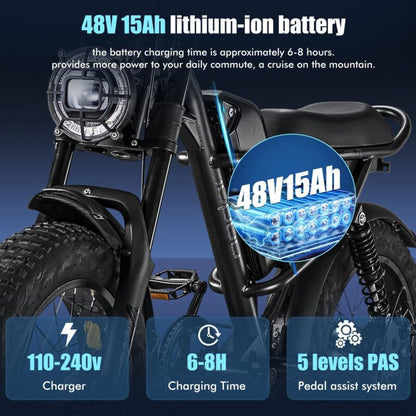 Powerful 1000W Electric Mountain Bike 20 Fat Tire Ebike