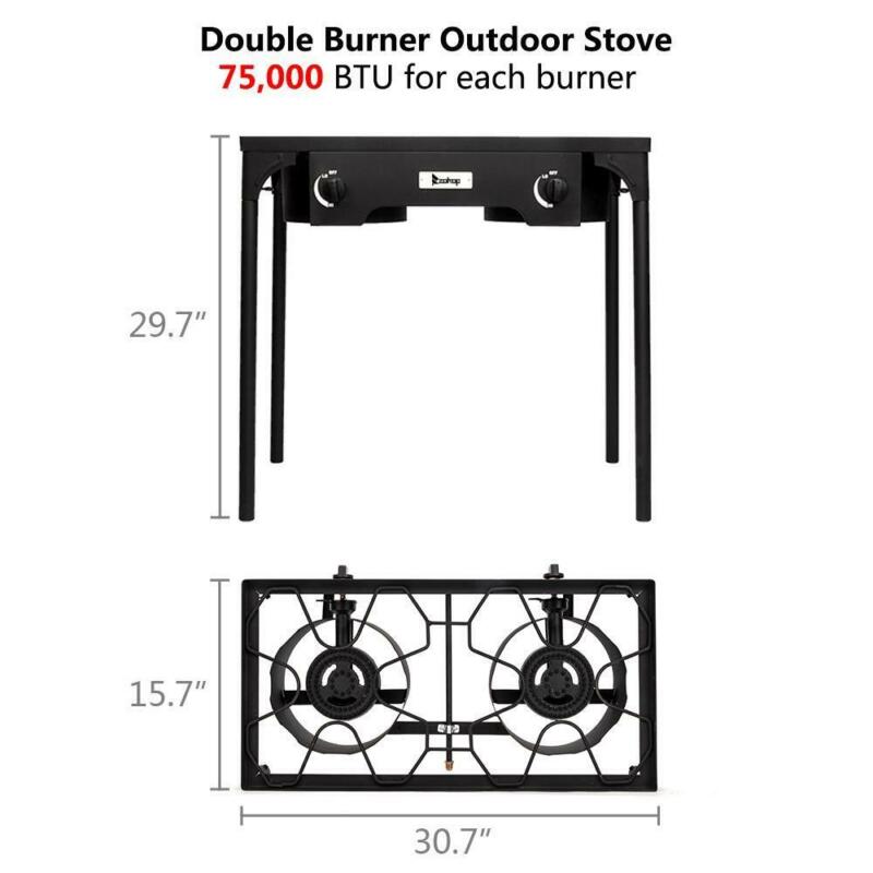 Portable 2 Burner Gas Outdoor Camping Stove BBQ Grill