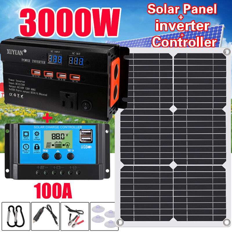 Complete 6000W Home Solar Power System 110V Grid Tie Kit