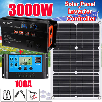 Complete 6000W Home Solar Power System 110V Grid Tie Kit