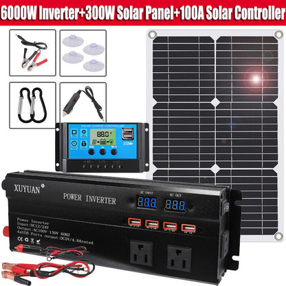 Complete 6000W Home Solar Power System 110V Grid Tie Kit