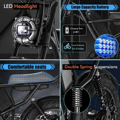 Powerful 1000W Electric Mountain Bike 20 Fat Tire Ebike