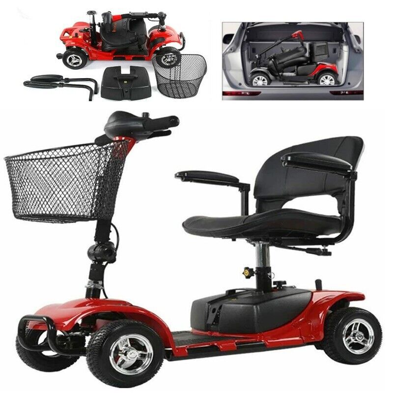 Stable 4 Wheel Senior Electric Scooter 180W Powerful Drive