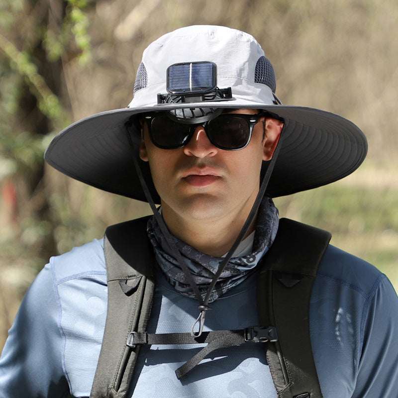 Casquette de pêche imperméable avec ventilateur solaire