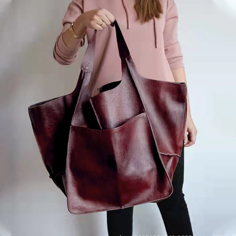 Grand sac cabas en cuir véritable