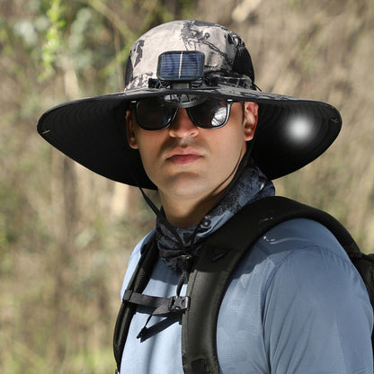 Casquette de pêche imperméable avec ventilateur solaire