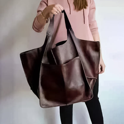 Grand sac cabas en cuir véritable