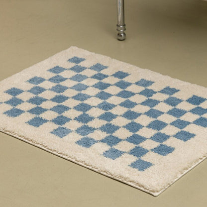 Tapis de bain à carreaux en peluche