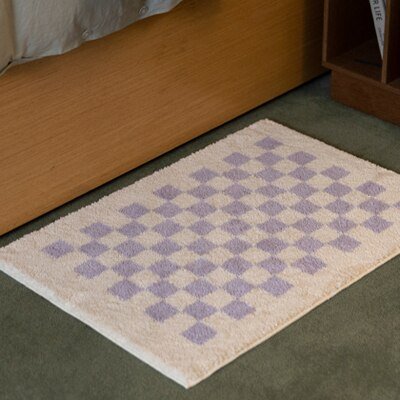 Tapis de bain à carreaux en peluche