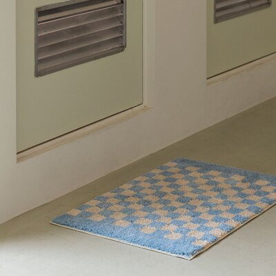 Tapis de bain à carreaux en peluche