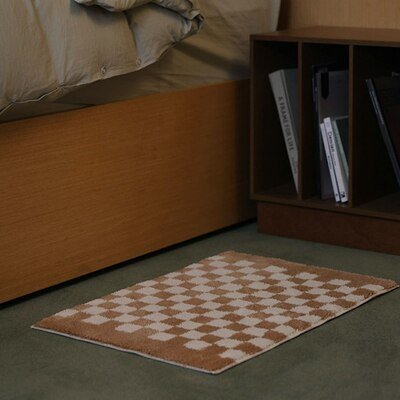 Tapis de bain à carreaux en peluche