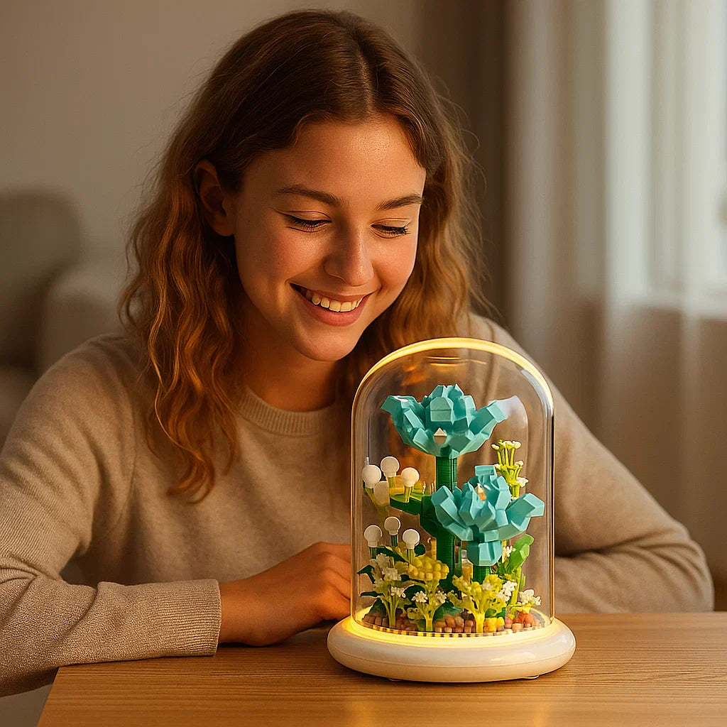 Bloc décoratif floral en verre magnifique
