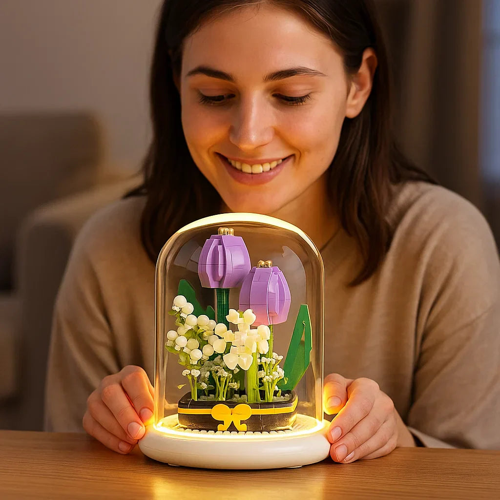Bloc décoratif floral en verre magnifique