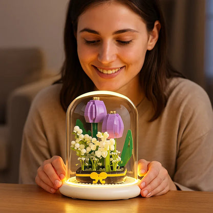 Bloc décoratif floral en verre magnifique