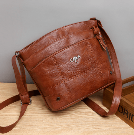 Classic Distressed Leather Shoulder Bag - Halri