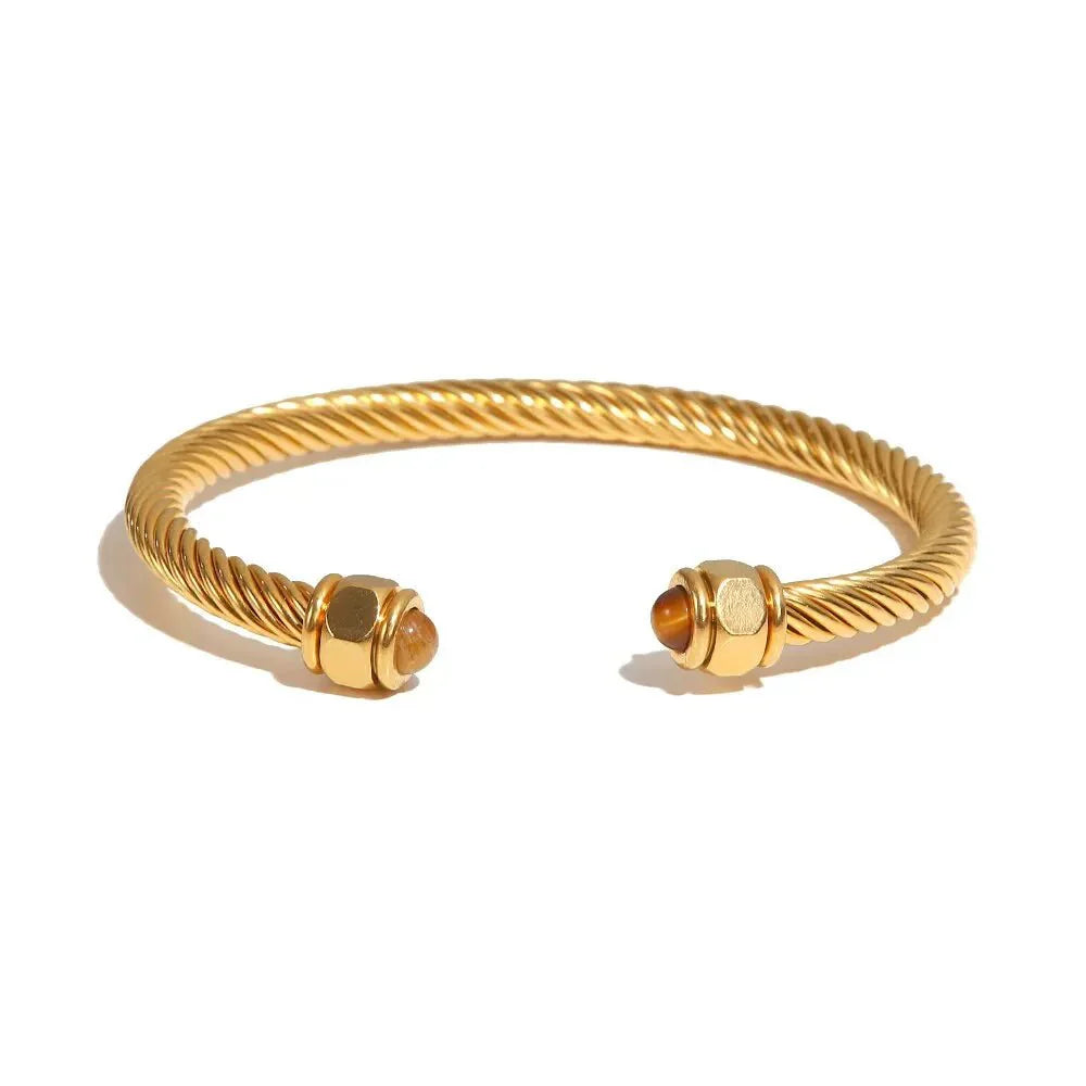 Unique Gemstone Accent Bangles Bracelet - Halri