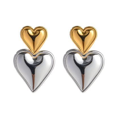Lovely Double Heart Drop Earrings - Halri