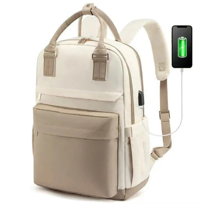 Sac à dos étanche pour ordinateur portable avec chargeur USB intégré pour femmes