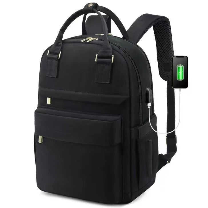 Sac à dos étanche pour ordinateur portable avec chargeur USB intégré pour femmes