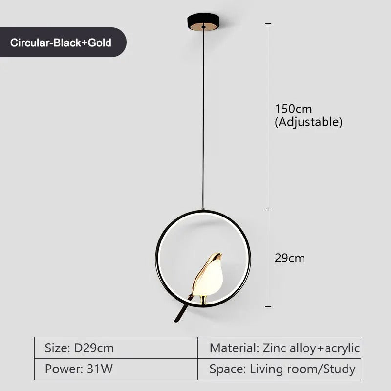 Suspension ronde en forme d'oiseau