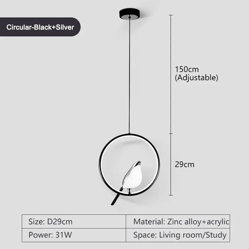 Suspension ronde en forme d'oiseau