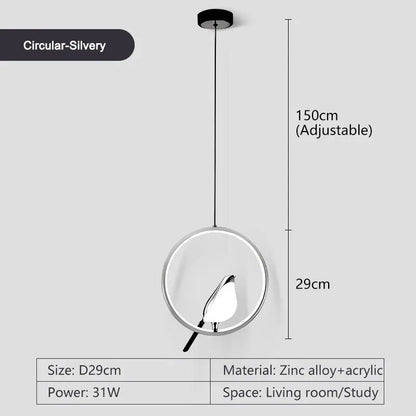 Suspension ronde en forme d'oiseau