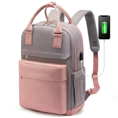 Sac à dos étanche pour ordinateur portable avec chargeur USB intégré pour femmes