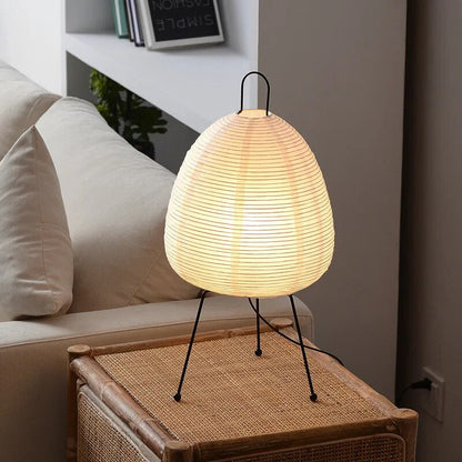 Asian Style Rice Paper Table Light Warm Glow Lamp